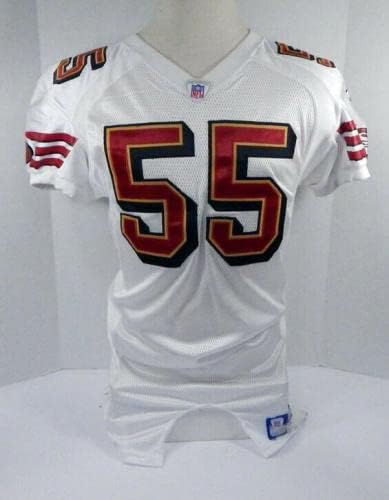 2007 San Francisco 49ers Hannibel Donanmaları 55 Oyunu Verilen Beyaz Forma DP06379-İmzasız NFL Oyunu Kullanılmış Formalar