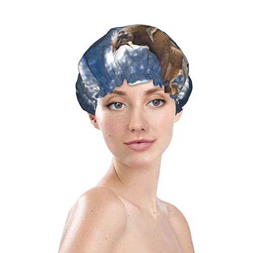 Panter Dağ Aslan Baskı Duş Başlığı Elastik Kullanımlık Kadın Banyo saç bonesi Çift Katmanlı Su Geçirmez Duş Başlığı,Bayanlar