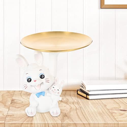 OUNONA Tavşan Heykeli Cupcake Standı: Tavşan Takı Tepsisi tatlı tabakları Biblo Çanak Tavşan Heykelcik Şeker Çanak Gıda Sunucu