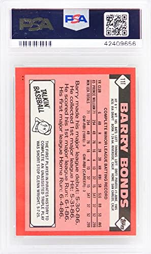 Barry Bonds (Pittsburgh Pirates) 1986 Topps Ticareti Yapılan Beyzbol 11T RC Çaylak Kartı-PSA 10 MÜCEVHER NANE (Yeni Etiket)
