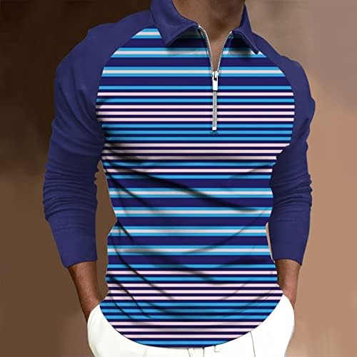 BEUU 2022 Yeni polo gömlekler Mens, Zip Up Boyun Uzun Kollu Renk Bloğu Patchwork Golf Üstleri Rahat Kas Tasarımcı Gömlek