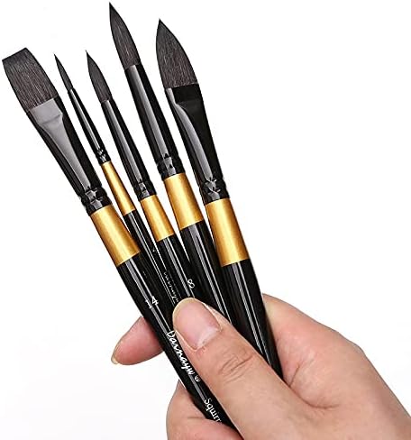QJPAXL Suluboya boya fırçaları Seti Sincap Saç Profesyonel Sanatçı Boyama Paspas Guaj Suluboya Mürekkepleri, 5 Adet
