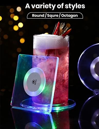 LED Coaster, İçecekler için AHERO Şişe ışıkları, Barlar Partiler Düğün Festivaller ve Noel için Flaş Light Up Coaster (Çok