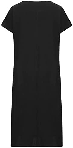 NOKMOPO Kısa Kollu Maxi Elbise Kadınlar için Moda Yaz Elbiseler O-Boyun Cep Baskı Kısa Kollu Elbise