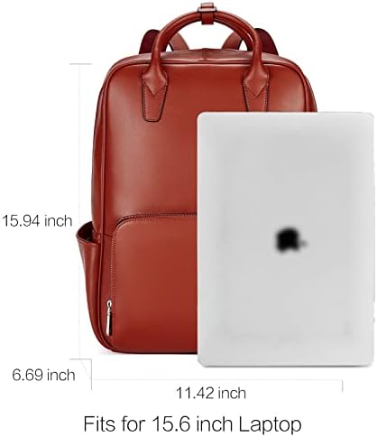 BOSTANTEN Laptop Sırt Çantası Kadınlar için 15.6 inç Bilgisayar Deri Sırt Çantası Çantalar Kolej Seyahat Sırt Çantası
