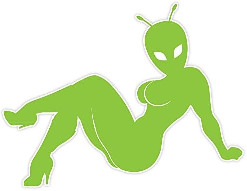 Alien seksi yeşil sticker çıkartma 5 x 4