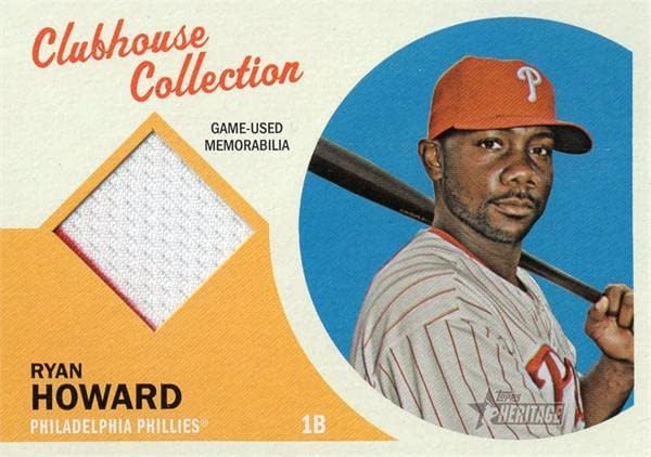 Ryan Howard oyuncu yıpranmış jersey yama beyzbol kartı (Philadelphia Phillies) 2012 Topps Miras Kulüp Binası Koleksiyonu