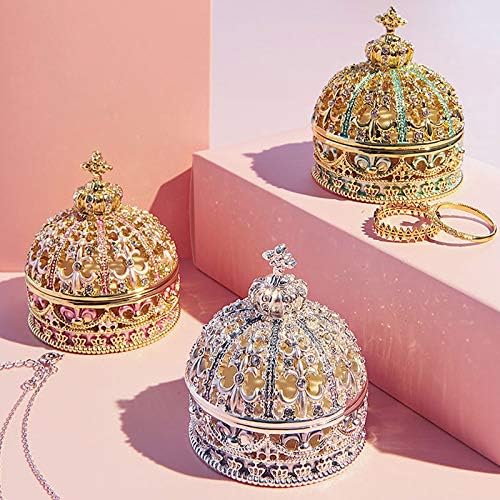 J Lab Ev Dekorasyonu Kristalli Taç Şekli Mücevher Kutusu, Kadınlar için Mücevher Kutusu Hediyesi, Evlilik Yıldönümü Gününde