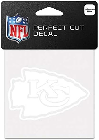 WinCraft NFL Kansas City Chiefs Decal4x4 Mükemmel Kesim Beyaz Çıkartma, Takım Renkleri, Bir Boyut