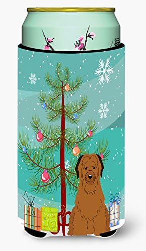 Caroline's Treasures BB4207TBC Merry Christmas Ağacı Briard Kahverengi Uzun Boy Hugger, Can Soğutucu Kol Hugger Makinede