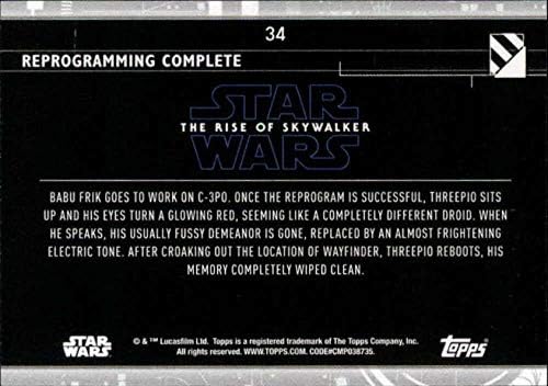 2020 Topps Yıldız Savaşları Yükselişi Skywalker Serisi 2 34 Yeniden Programlama Komple C3PO Ticaret Kartı