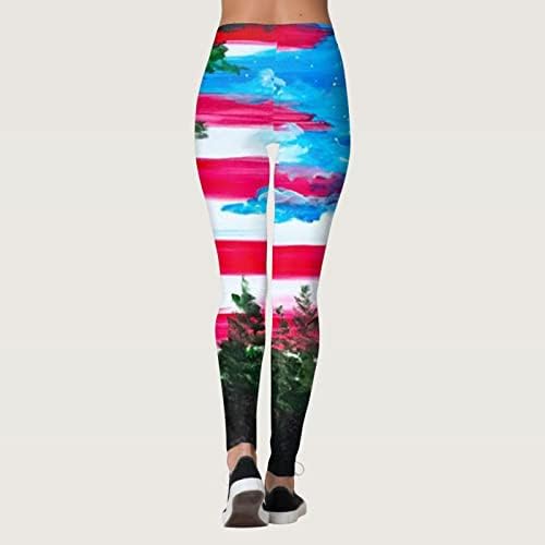 Amerikan Bayrağı Vatansever Legging kadın Karın Kontrol ABD Bayrağı Şerit Yıldız Tayt Rahat Hafif Atletik Koşu Pantolon