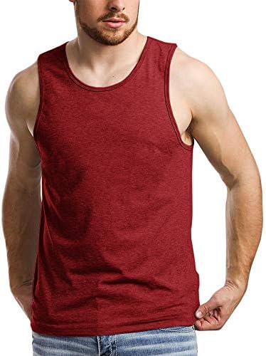 Aoysky erkek Tankı Üstleri Crewneck Egzersiz T-Shirt Pamuk Rahat Kolsuz spor gömlekler