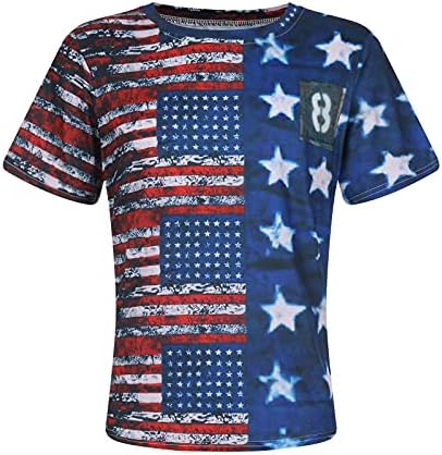 Amerikan Bayrağı T-Shirt Erkek Yaz Rahat Kısa Kollu Grafik Baskı Üstleri Serin Kas Egzersiz Atletizm Tees Vatansever Bluz