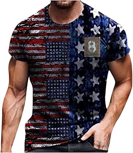 Amerikan Bayrağı T-Shirt Erkek Yaz Rahat Kısa Kollu Grafik Baskı Üstleri Serin Kas Egzersiz Atletizm Tees Vatansever Bluz