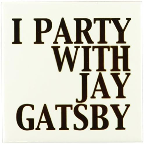 3dRose CST_123047_4 Jay Gatsby ile eğleniyorum, Great Gatsby Seramik Bardak Altlığı, 8'li Set