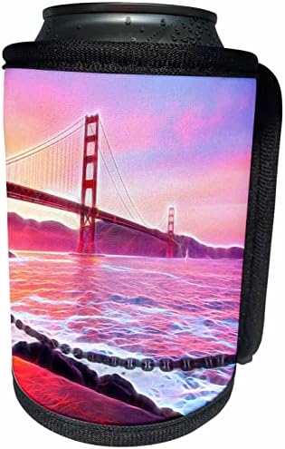 Gün batımında 3dRose Golden Gate Köprüsü ışıkla dolu görüntü. - Şişe Sargısını Soğutabilir (cc-365102-1)