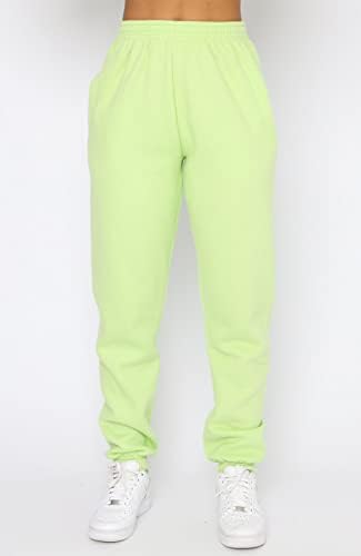 URBEARTH Bayan Sweatpants Rahat Yüksek Belli Egzersiz Atletik Salonu Joggers cepli pantolon Sarı Yeşil XS