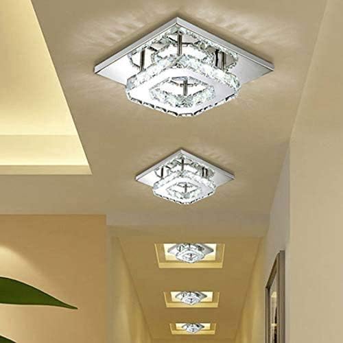 ZHUHW LED tavan ışıkları kristal kare paslanmaz çelik Mini tavan yatak odası için lamba, oturma odası ve koridor ışıkları
