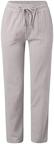 Keten Pantolon Kadınlar için 2023 Yüksek Bel günlük pantolon İpli Geniş Bacak Pantolon Elastik Gevşek Uzun Düz cepli pantolon