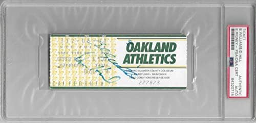 Billy Williams Donnie Hill İmzalı MLB Bileti İmzalı PSA / DNA Slabbed 1985-Beyzbol Slabbed İmzalı Kartlar