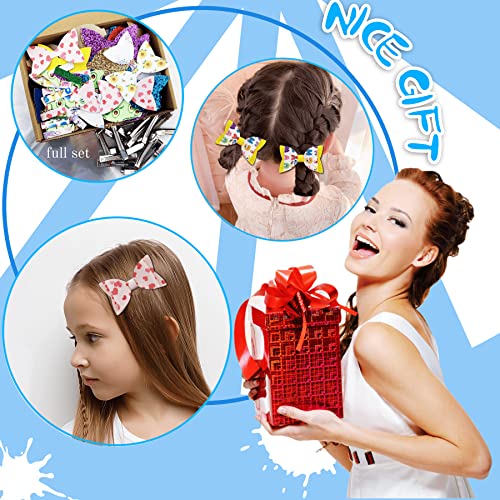 AOUXSEEM 231 Adet 50 Takım Suni Deri saç fiyonkları DIY Yapma Kiti Yeni Başlayanlar için, İçerir Glitter Baskılı Katı Kumaş
