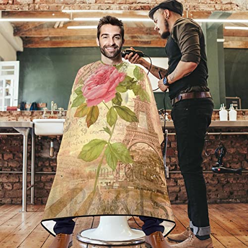 visesunny Berber Pelerin Eyfel Kulesi Pembe Gül Polyester Saç Kesme Salon Cape Önlük Anti-Statik Saç Kesimi Suya Dayanıklı