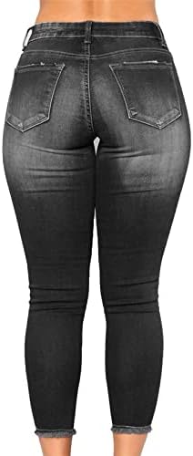 MIASHUI Yoga Pantolon Cepler Artı Boyutu Sıkı Yırtık Cepler ıle Denim Sıkıntılı Pantolon Delik Kot kadın 2 Çift Yoga