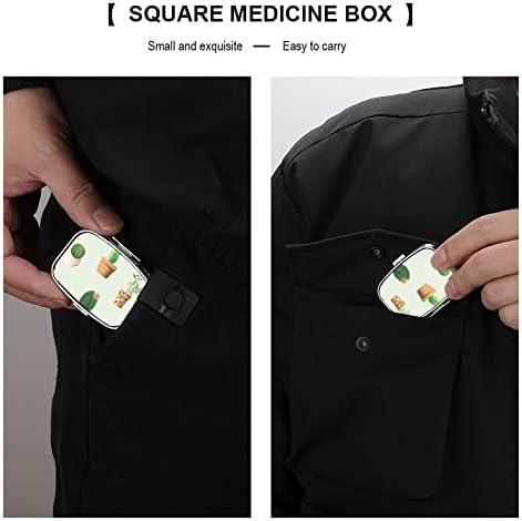 Hap Kutusu Kaktüs Kare Şeklinde İlaç tablet kılıfı Taşınabilir Pillbox Vitamin Konteyner Organizatör Hap Tutucu 3 Bölmeli