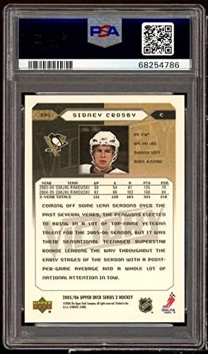 Sidney Crosby Çaylak Kartı 2005-06 Üst Güverte Zaferi 285 PSA 9