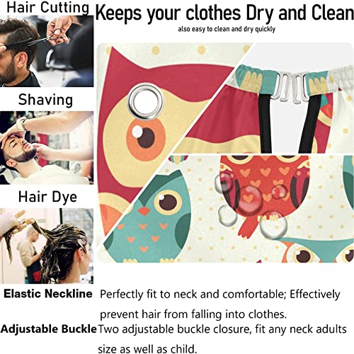 visesunny Berber Pelerin Sevimli Baykuş Hayvan Desen Polyester Saç Kesme Salon Cape Önlük Anti-Statik Saç Kesimi Suya Dayanıklı